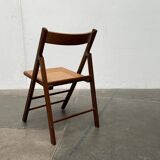 Mid-century wooden folding chair set with Viennese wicker seats, 1960s.