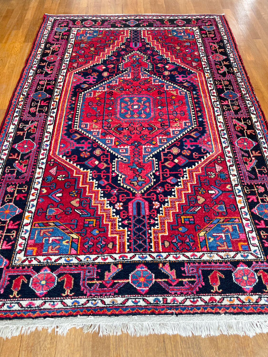 Burgundy Persian rugs pink and midnight blue