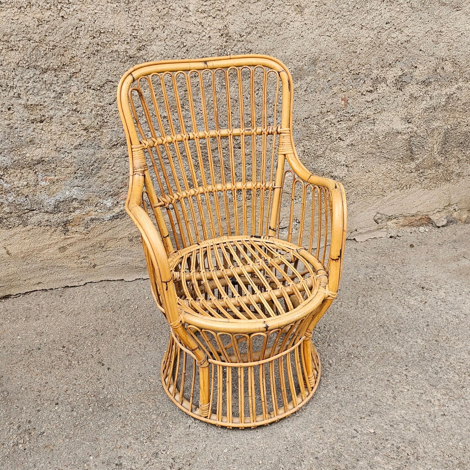 Bamboo and rattan armchair 50s Italy