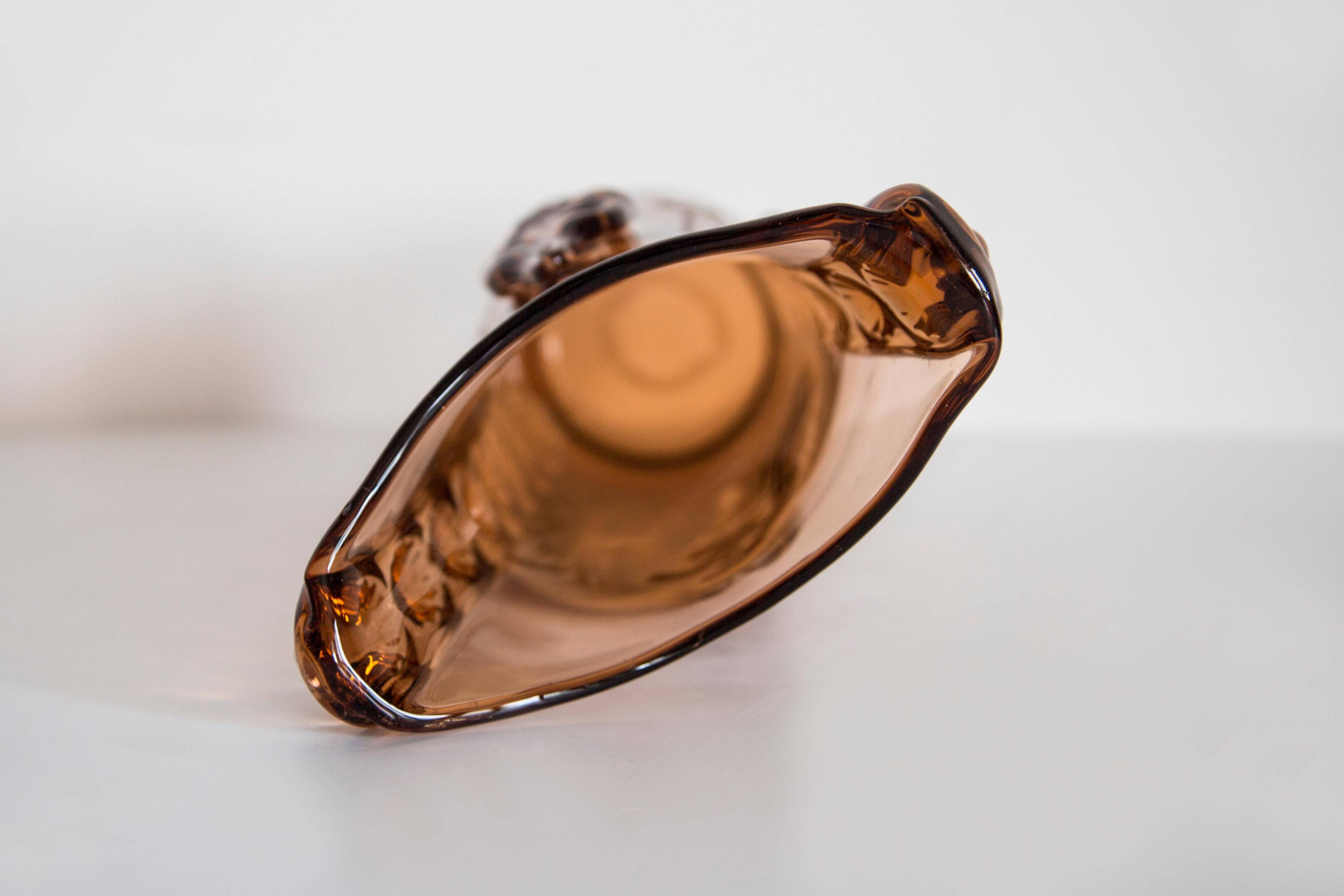 Vintage artistic vase in solid orange glass from Tarnowiec, Europe, 1970s.