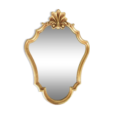 Large old mirror, golden shell, height 70 cm