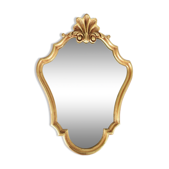 Grand miroir ancien, coquille doré, hauteur 70 cm
