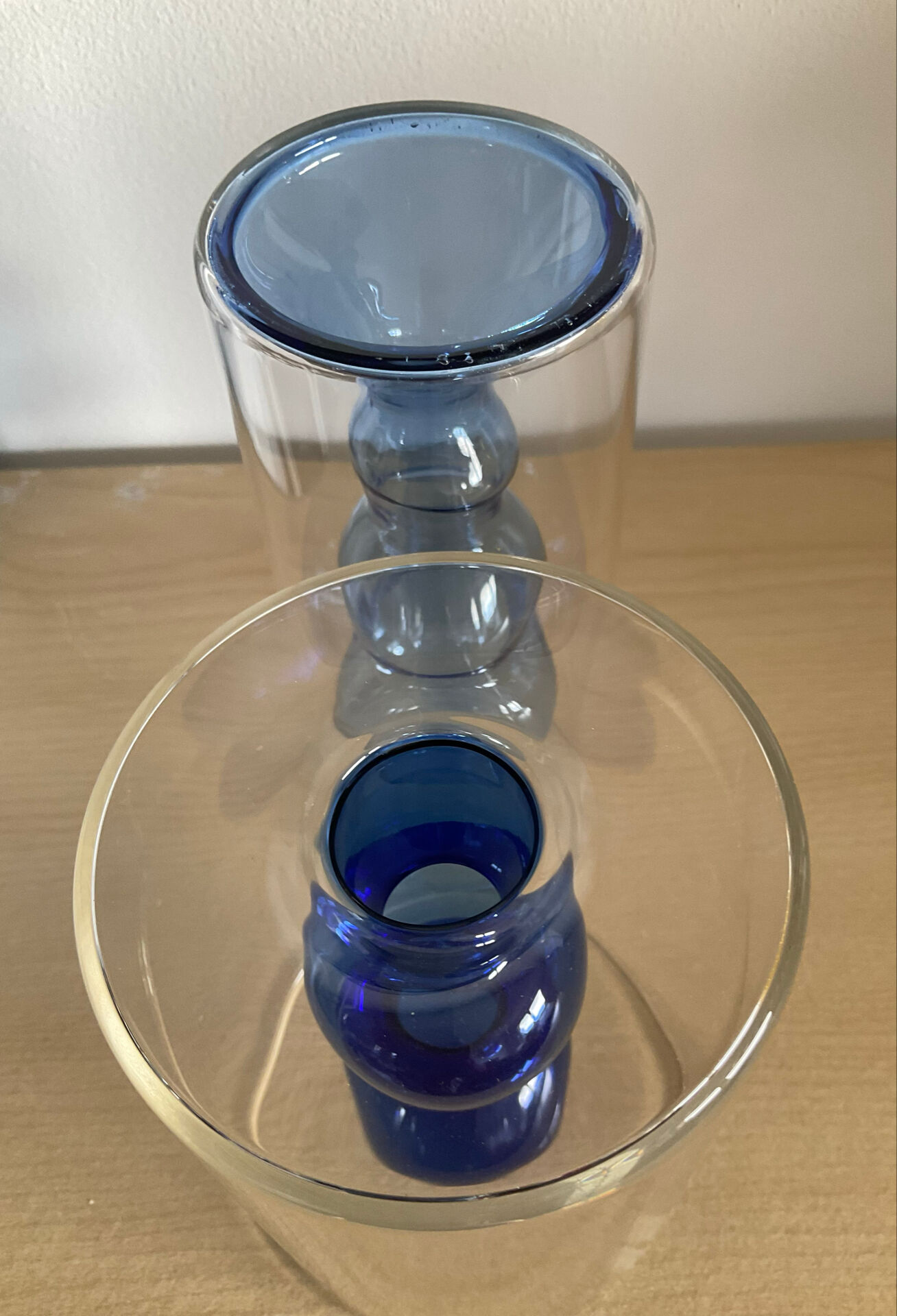 Duo of blown glass vases in Scandinavian style