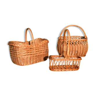 Lot de trois paniers assortis des années 60