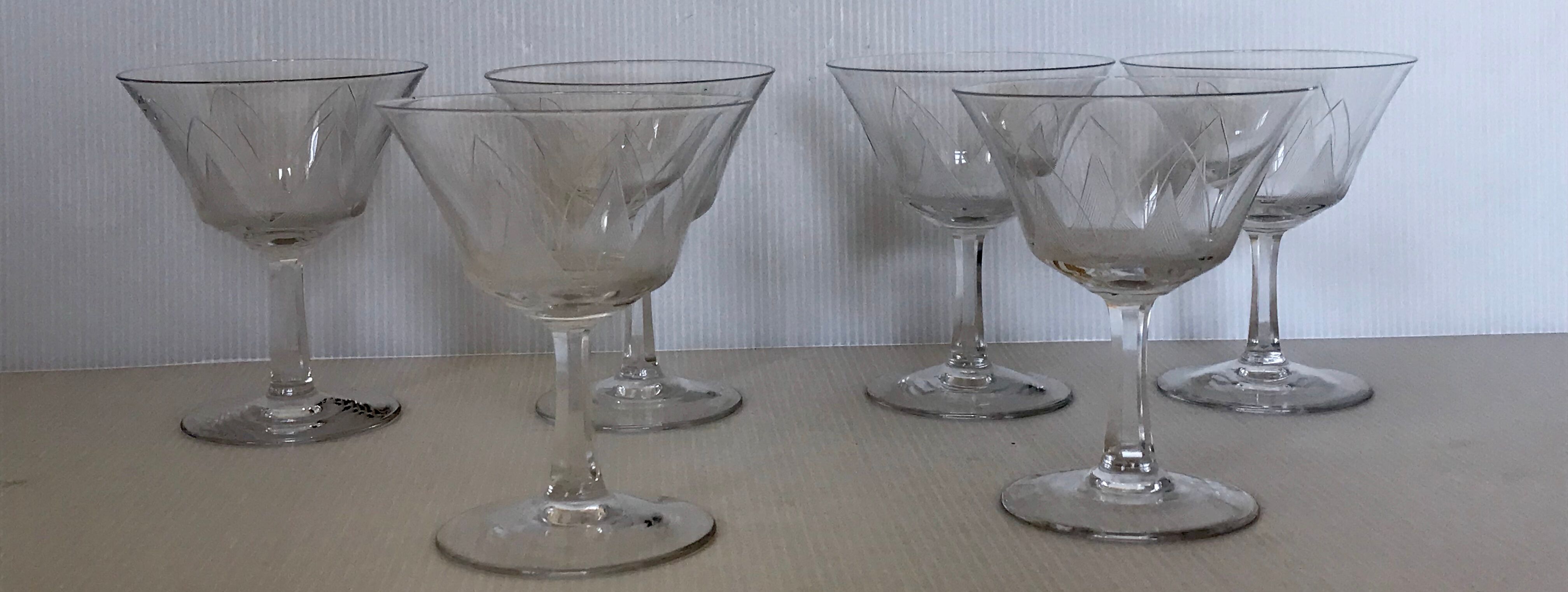 Crystal Art deco champagne cups