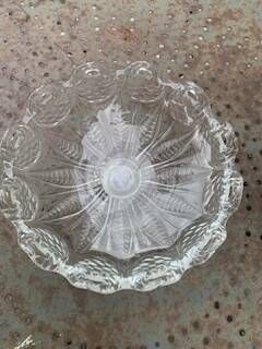 Glass bowl, vintage leaf and flower patterns