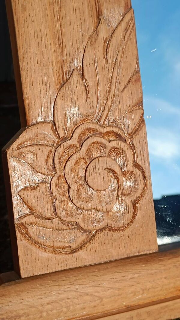 Miroir art déco chêne bois brut