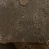 Brutalist metal ashtray or empty pocket signed R. Roux, 1950