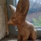 Sculpture of a fennec in plaster painted by Maxime Fillon.