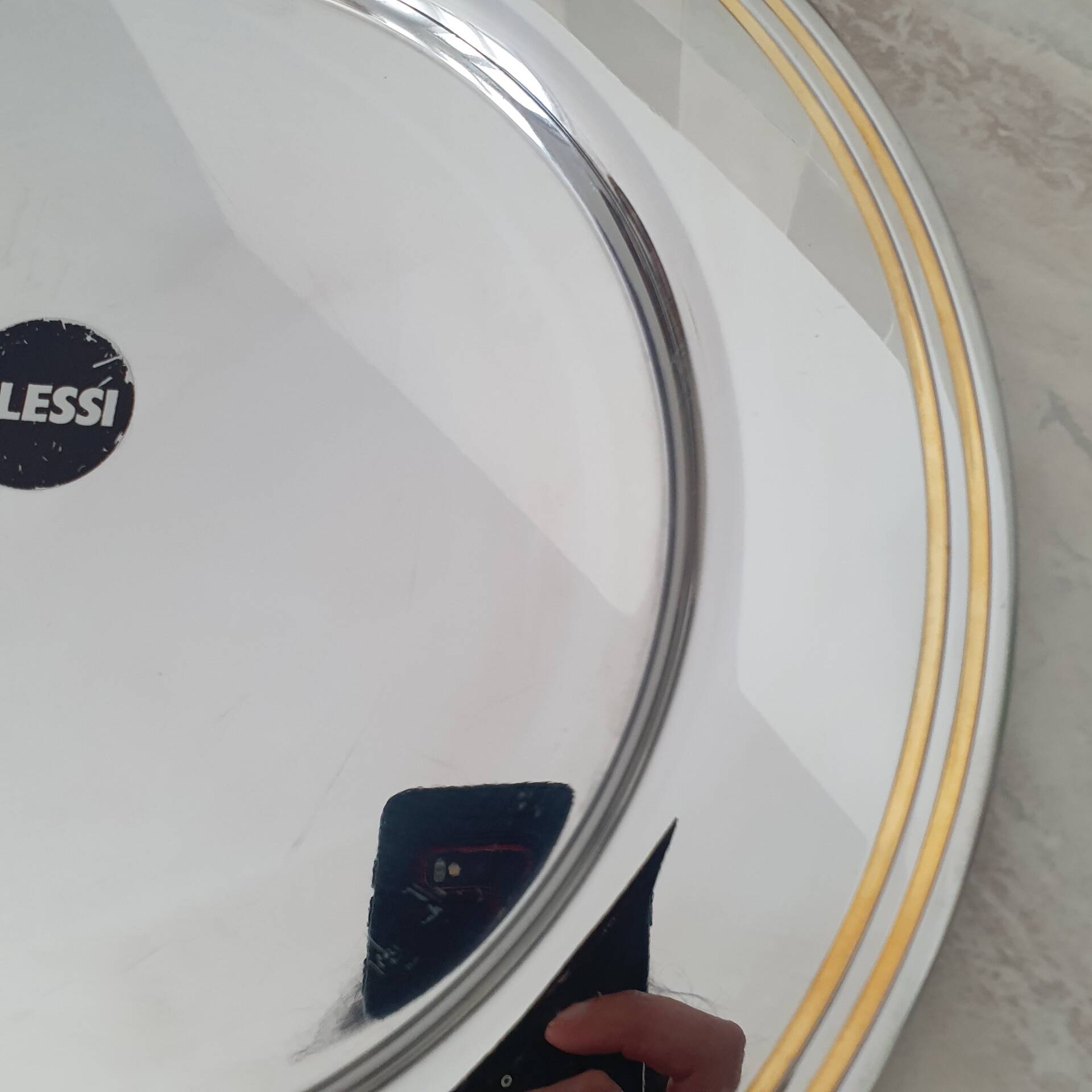 Alessi Ettore Sottsass / Serving plate stainless steel 18/10 and gold NG5100