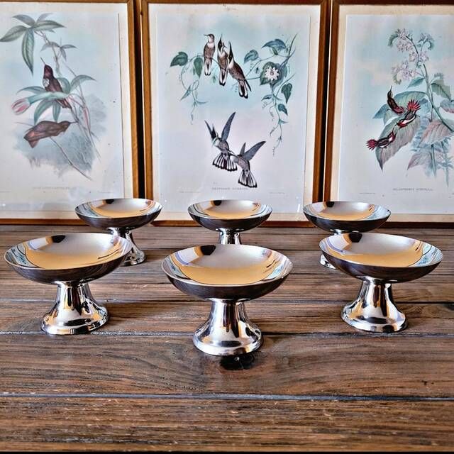 6 vintage stainless steel ice cream cups by Guy Degrenne (dessert, sorbet)