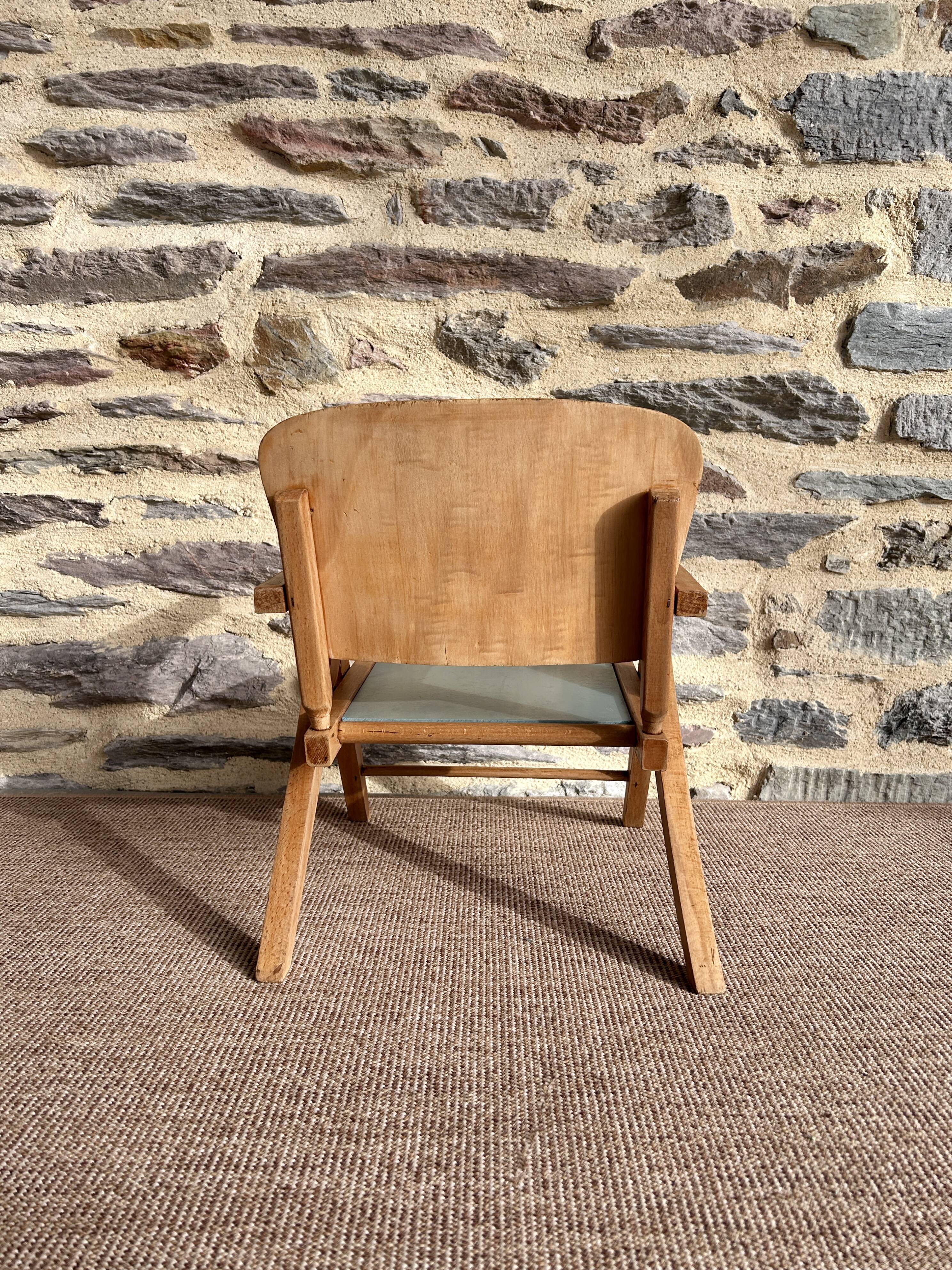 Child's chair in beech wood - 1950s
