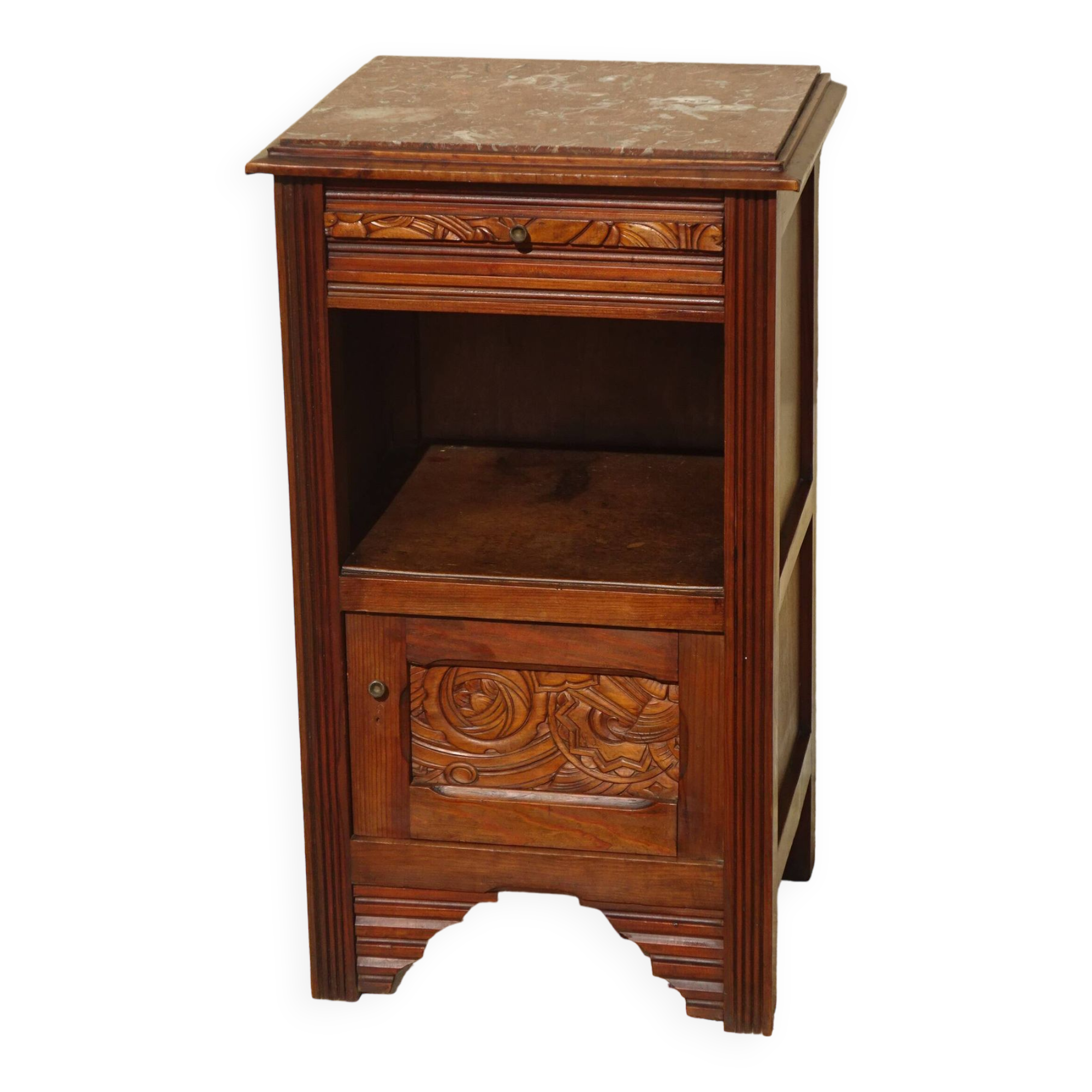Art Deco period bedside table with marble top