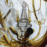 12-light bronze and crystal cage chandelier