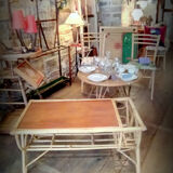 Table basse en rotin vintage