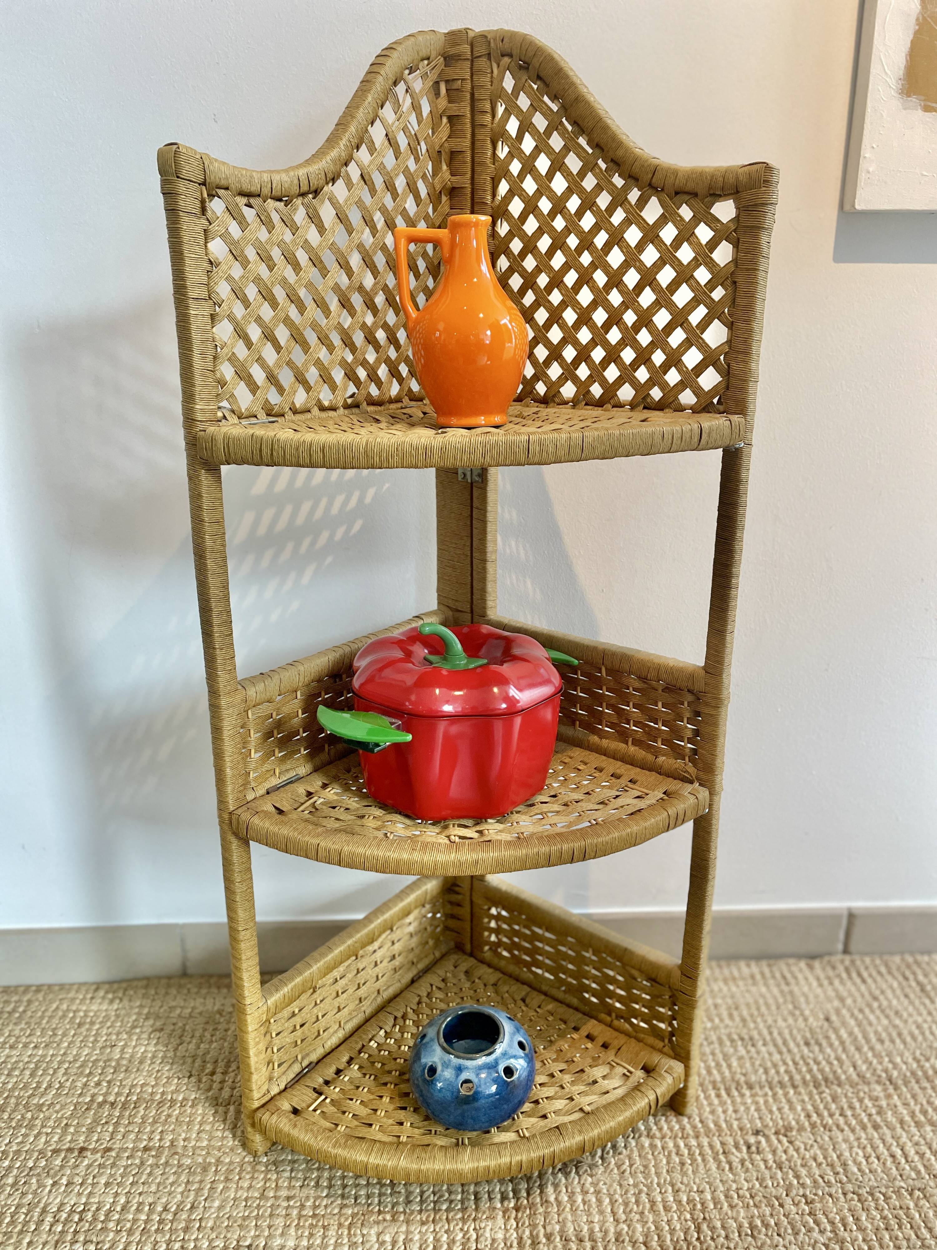 Folding rope corner, 70s corner shelf