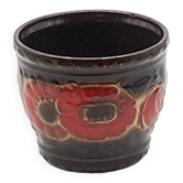 Ceramic pot cover, vintage, W. Germany, red flowers 🌹