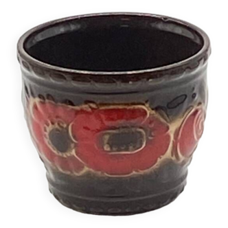 Cache pot céramique, vintage ,W. Germany, fleurs  rouges 🌹