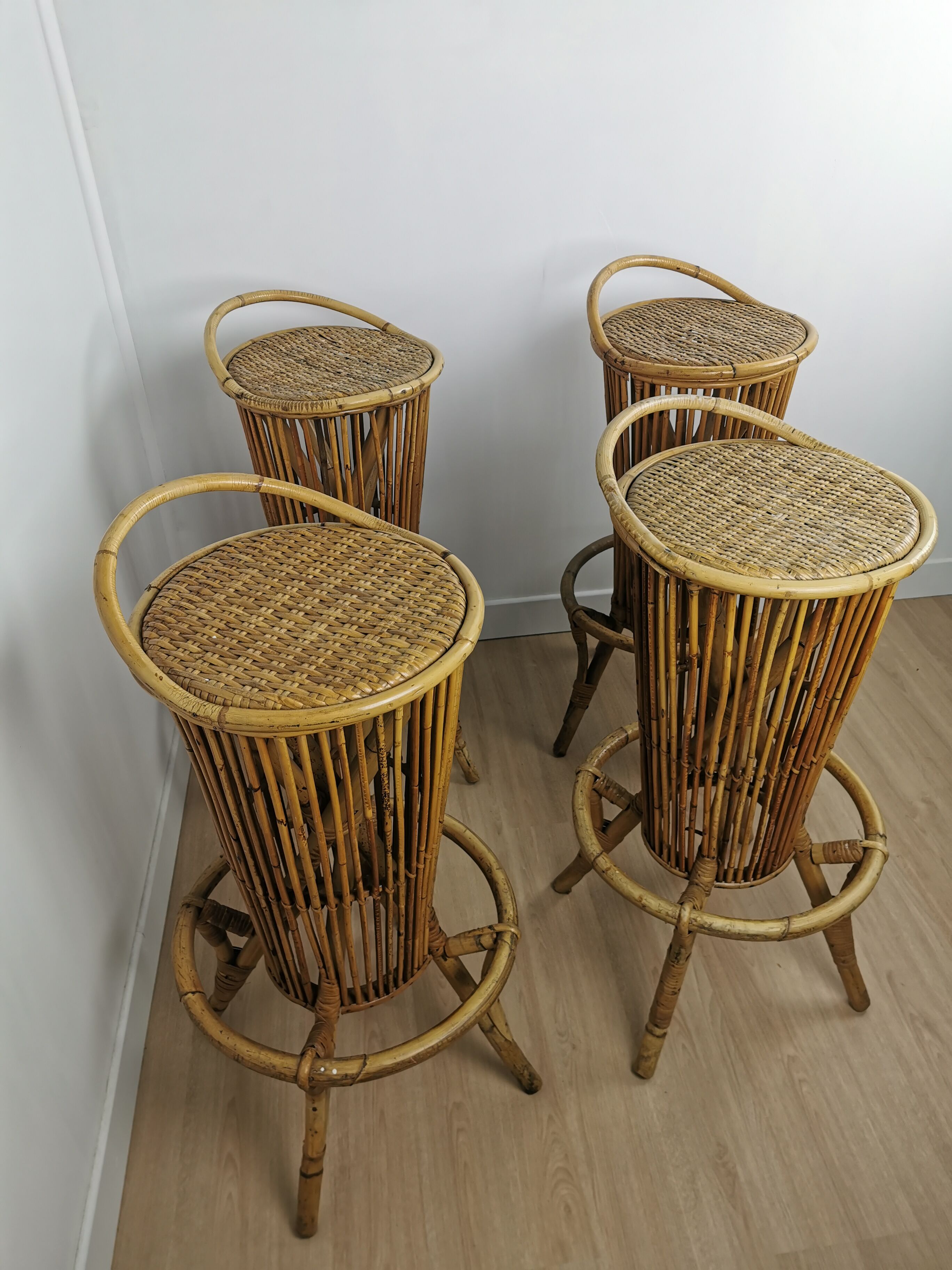 Rattan bar stools 60s