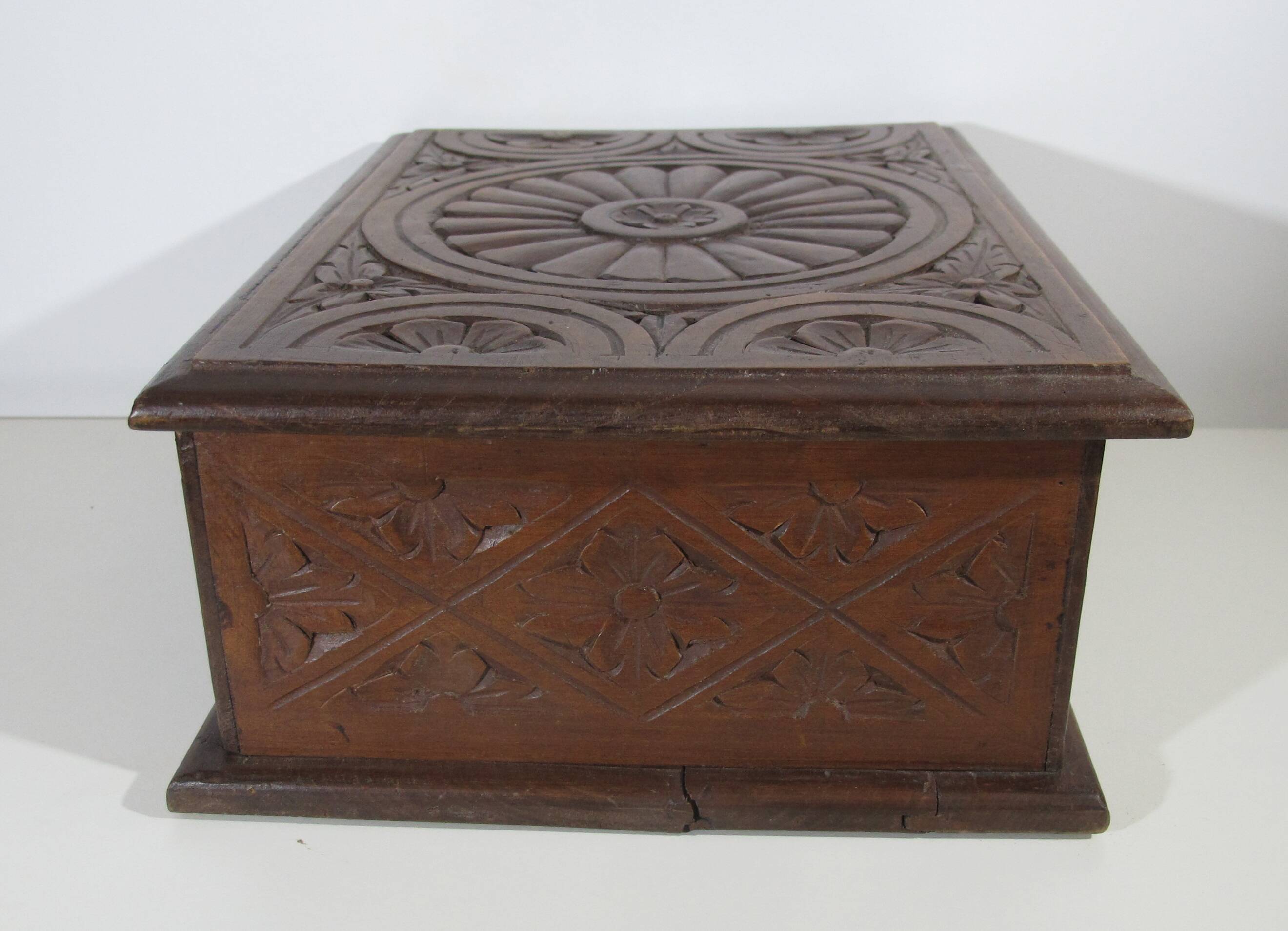 Carved wooden box