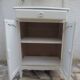 Small vintage buffet reimagined in pearl grey, wooden top.