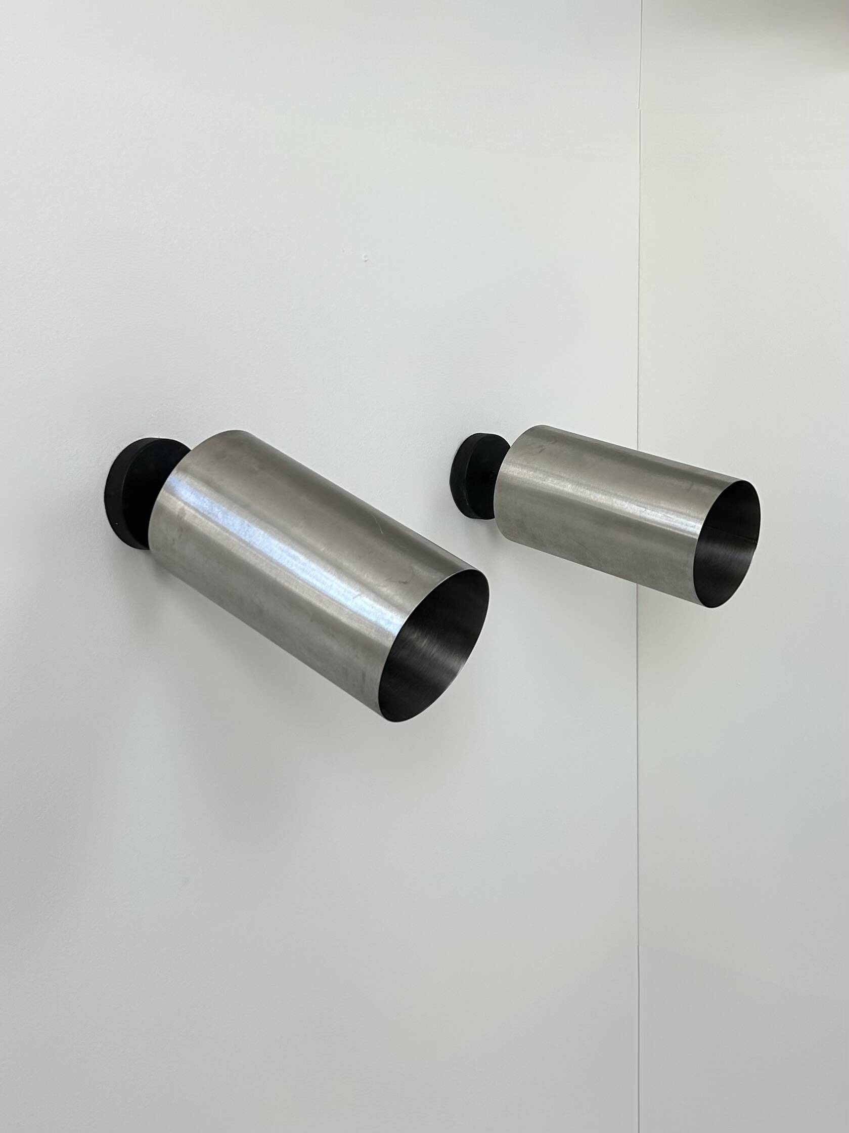 Pair of adjustable vintage wall lights, brushed metal, France, 1970.