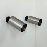 Pair of adjustable vintage wall lights, brushed metal, France, 1970.