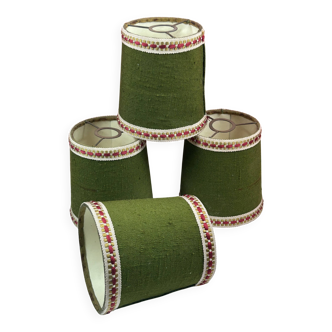 Set of 4 small lampshade in paper with fabric laminate & vintage trimming