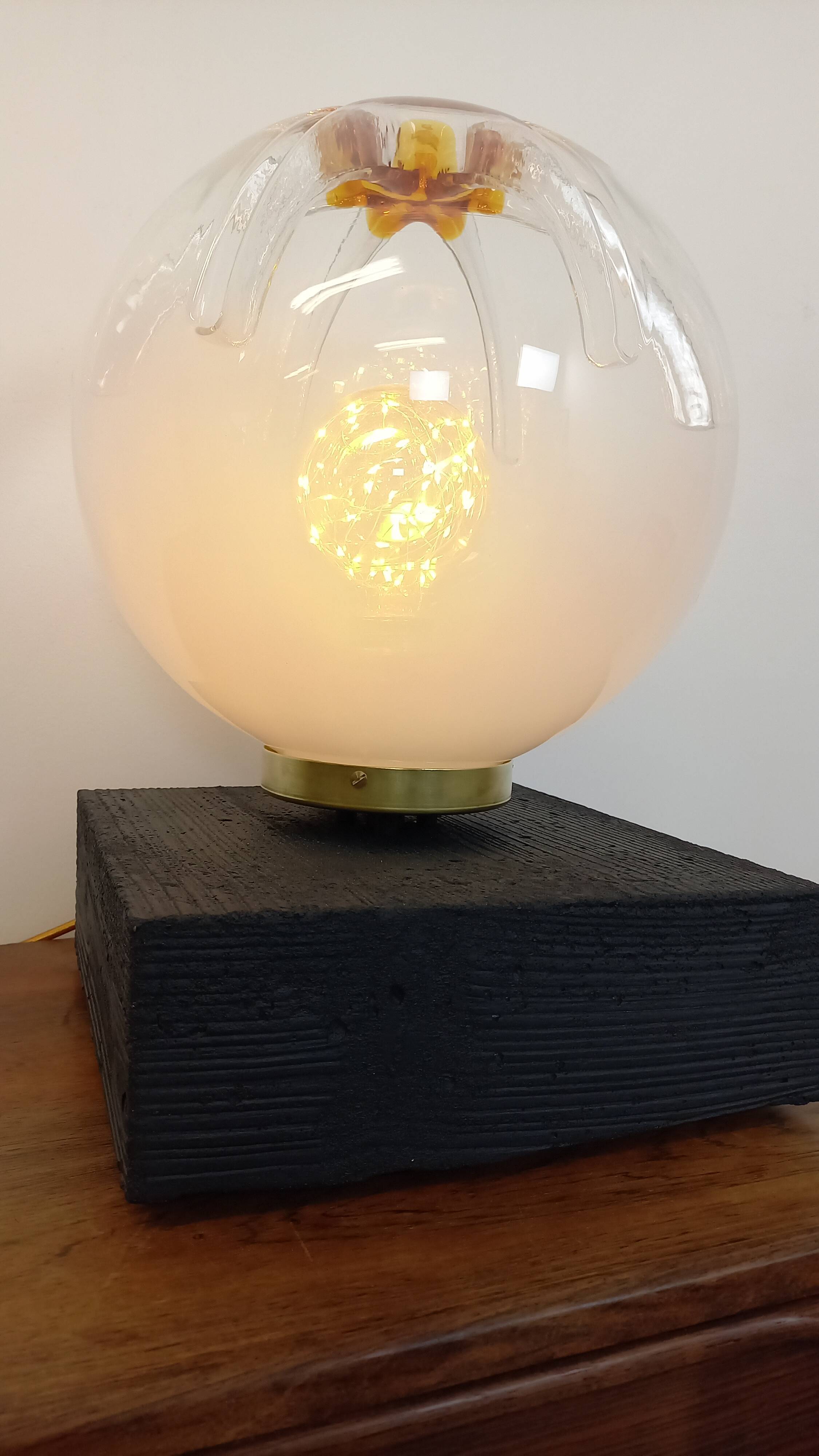 Vintage Mazzega table lamp made of Murano glass from the 1970s.