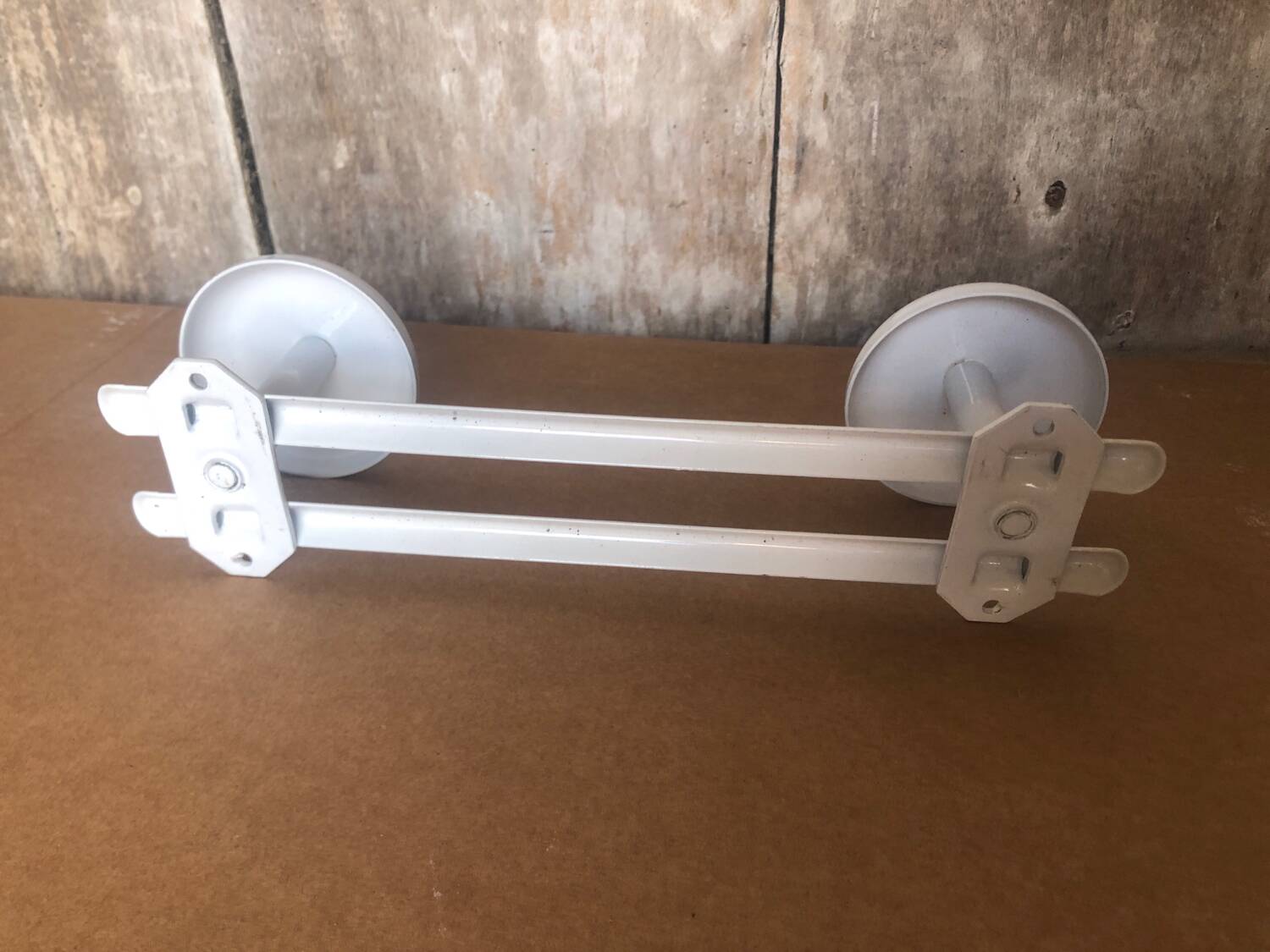 Old Wall Coat Rack x2 Vintage White Metal #A699