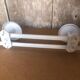 Old Wall Coat Rack x2 Vintage White Metal #A699
