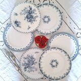 Assiettes plates anciennes dépareillées en faïence terre de fer