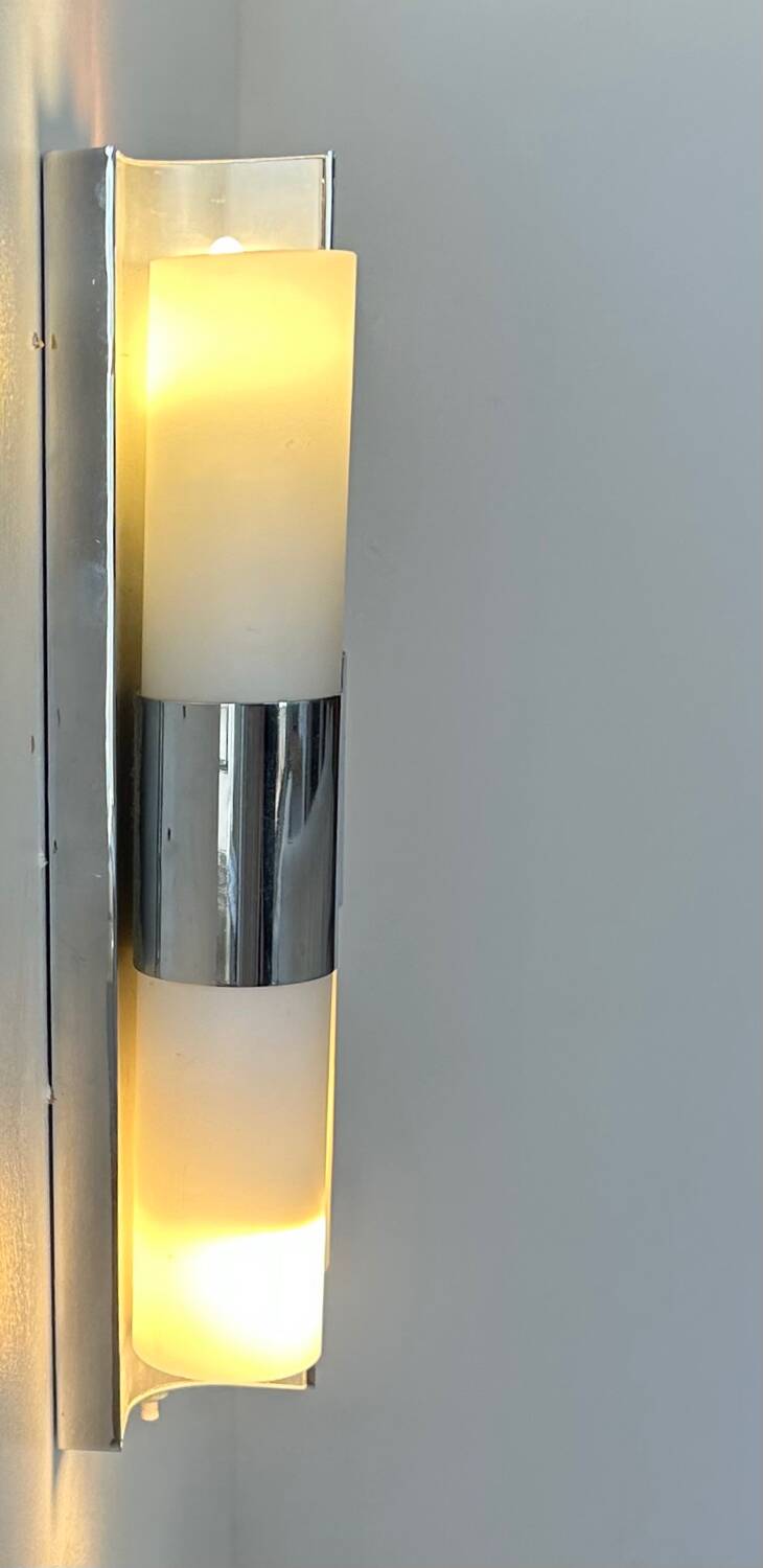 Vintage chrome and opaline metal wall light, Germany 1960