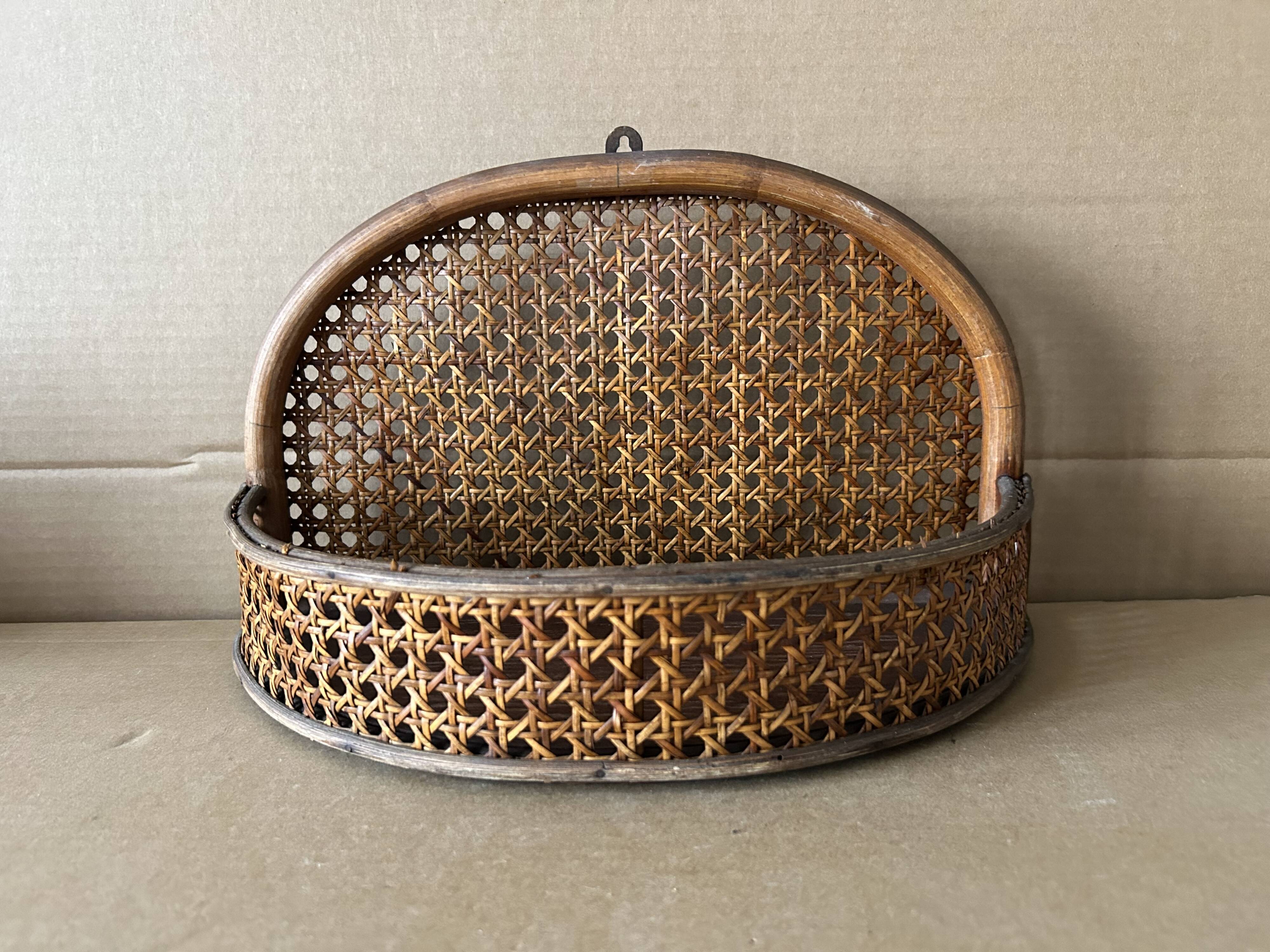 Antique cane wall shelf