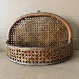 Antique cane wall shelf