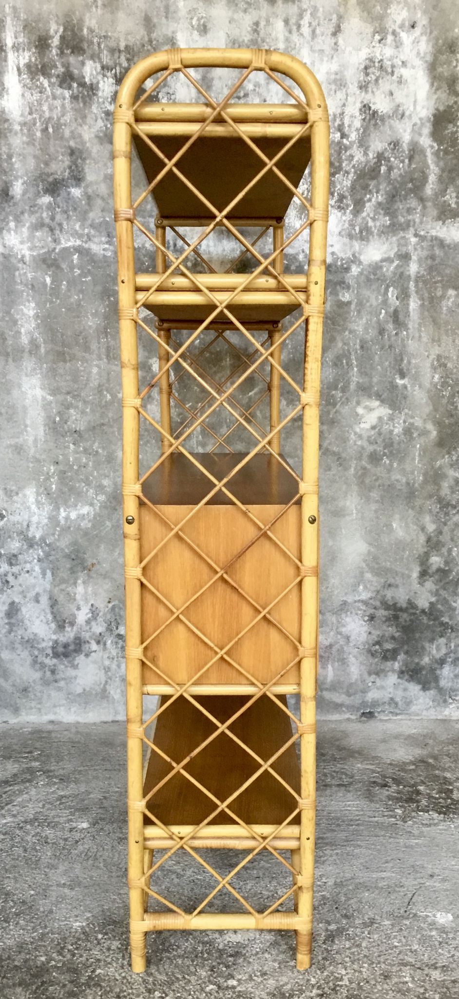 Rattan bookcase, vintage 1960