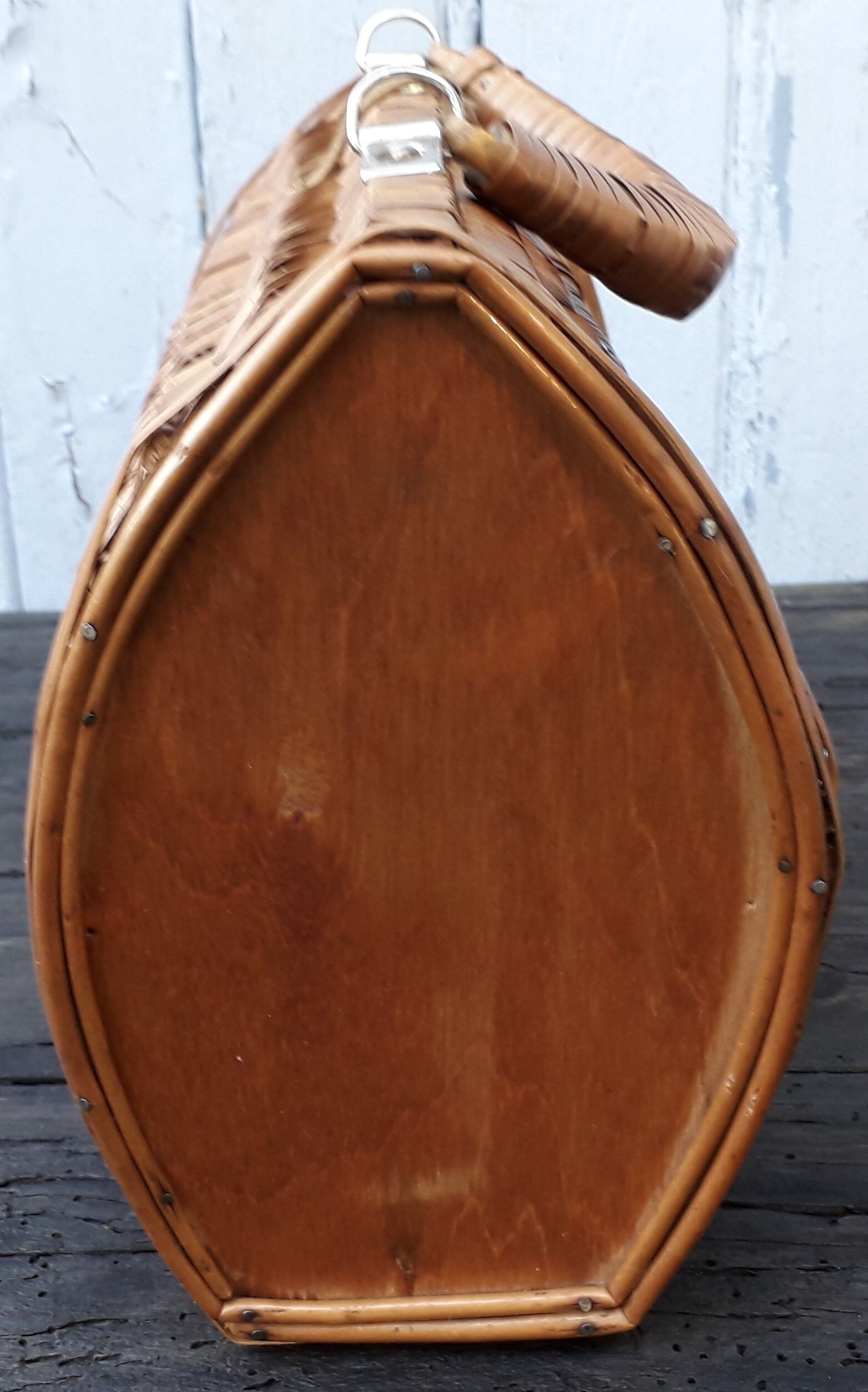 Wicker basket is wood