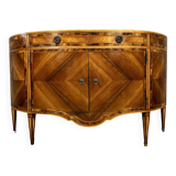 Important Louis XVI chest of drawers with half-moon marquetry doors