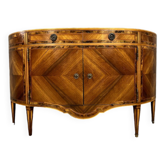 Important Louis XVI chest of drawers with half-moon marquetry doors