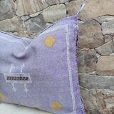 Handmade Moroccan silk cushion cover, cactus pattern