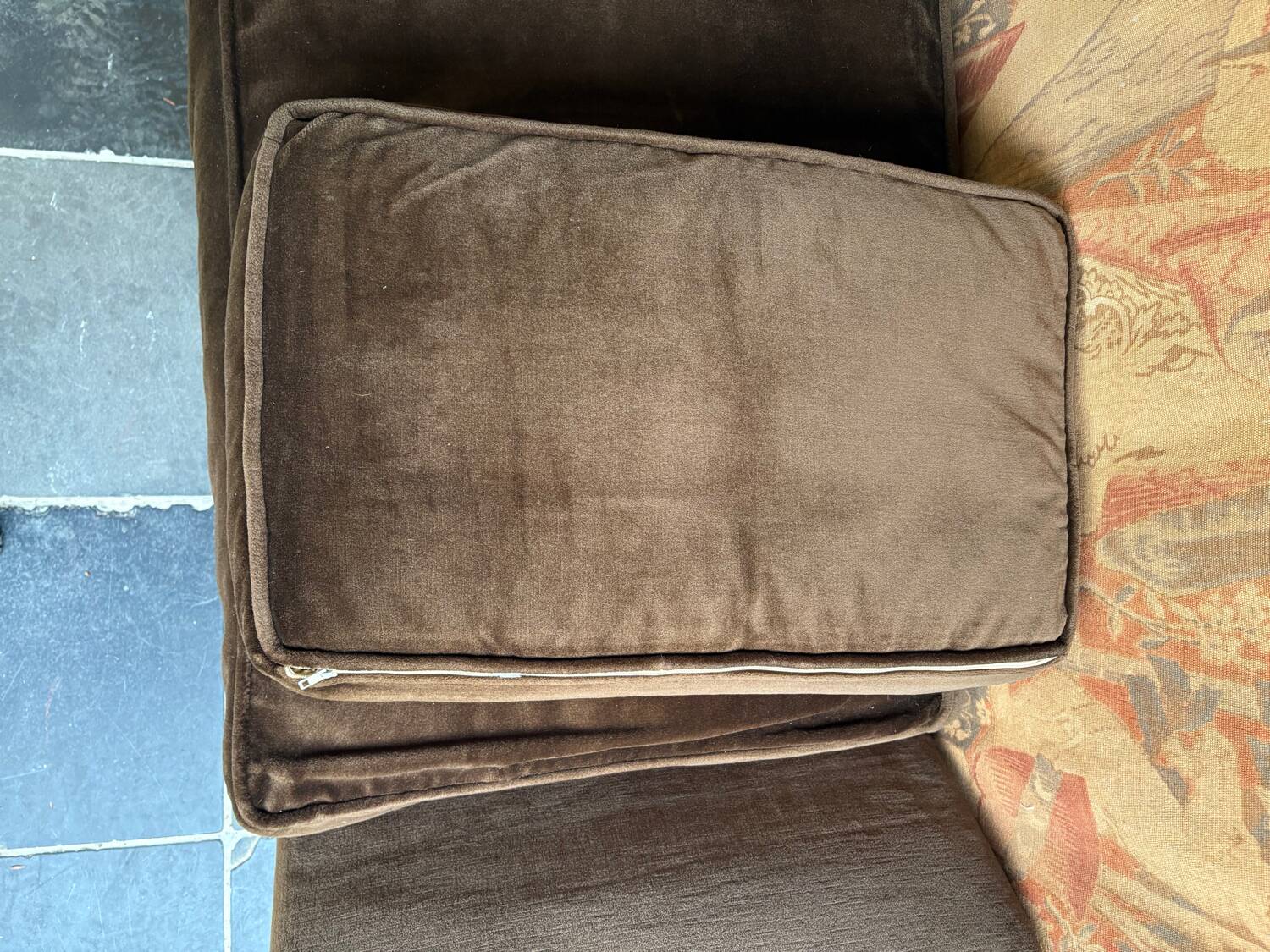 Brown velvet living room