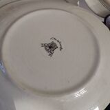 Series of 12 dessert plates and its cake tray Gien Paris Monuments