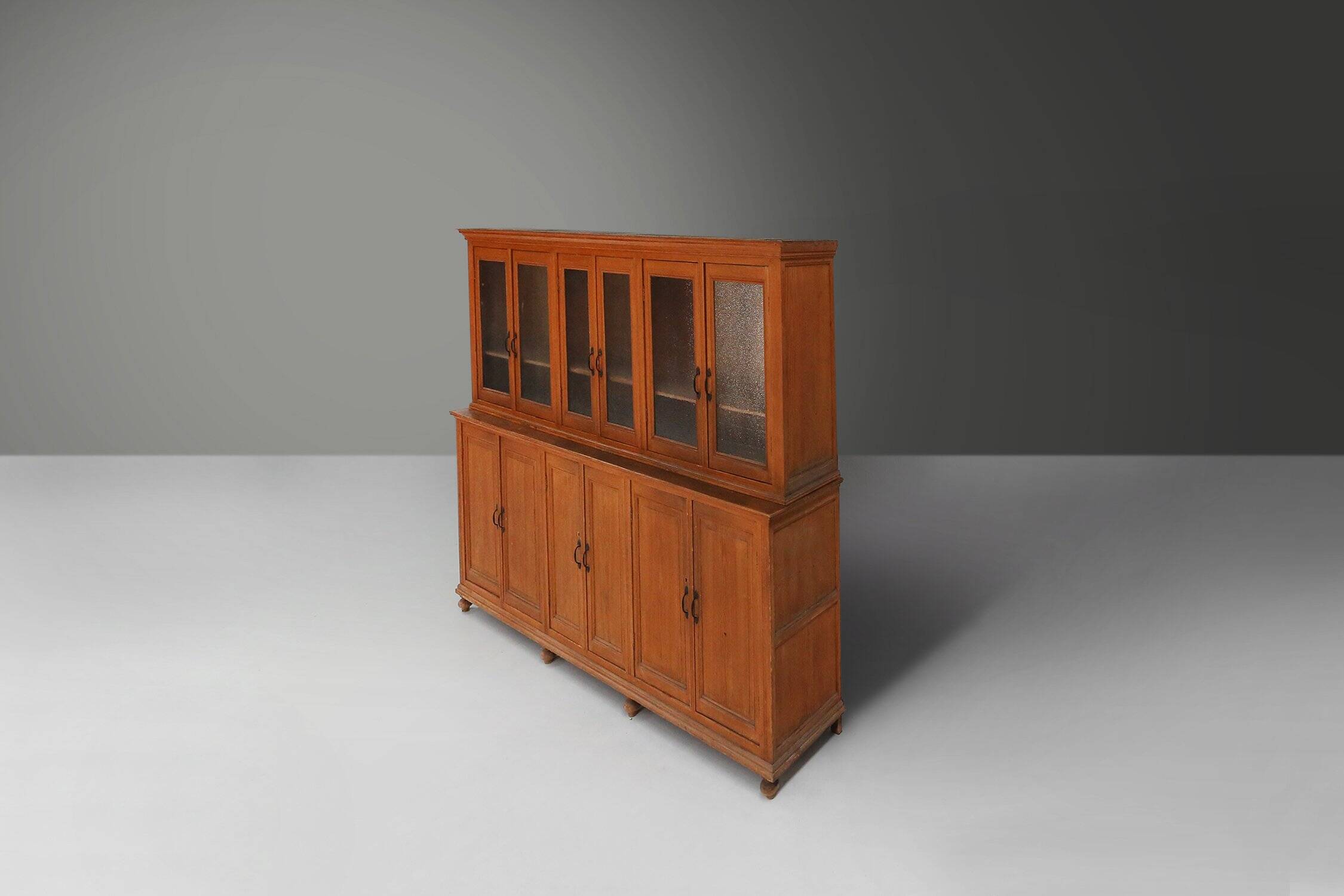 12-Door Monastery or Display Cabinet in Pine, Belgium ca. 1890