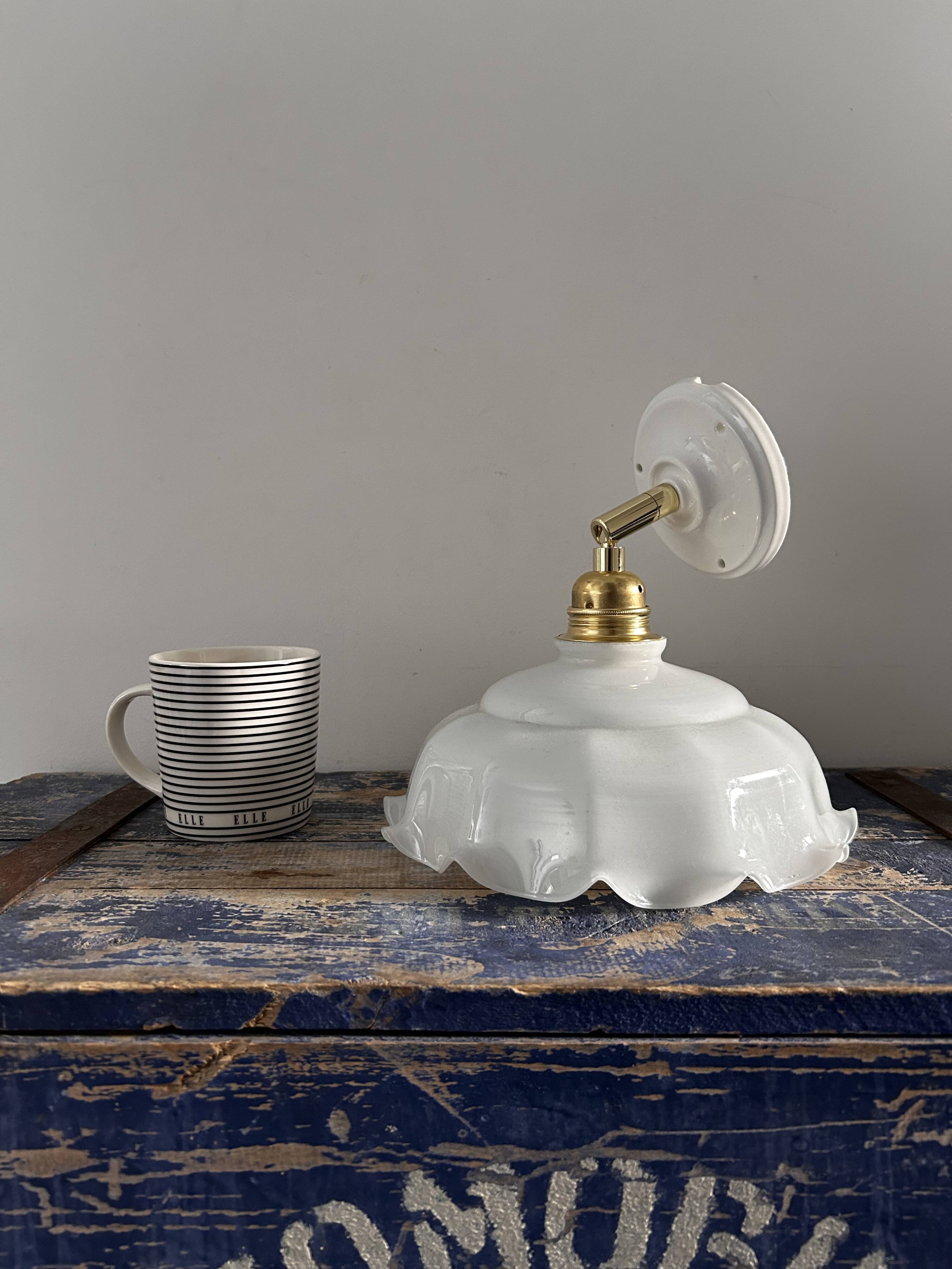 White opaline wall light