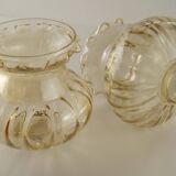 Matching Pair Mid Century Amber Glass Bubble Glass Replacement Shades 5593
