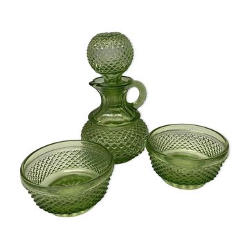 Ensemble pichet ramequin verre vert