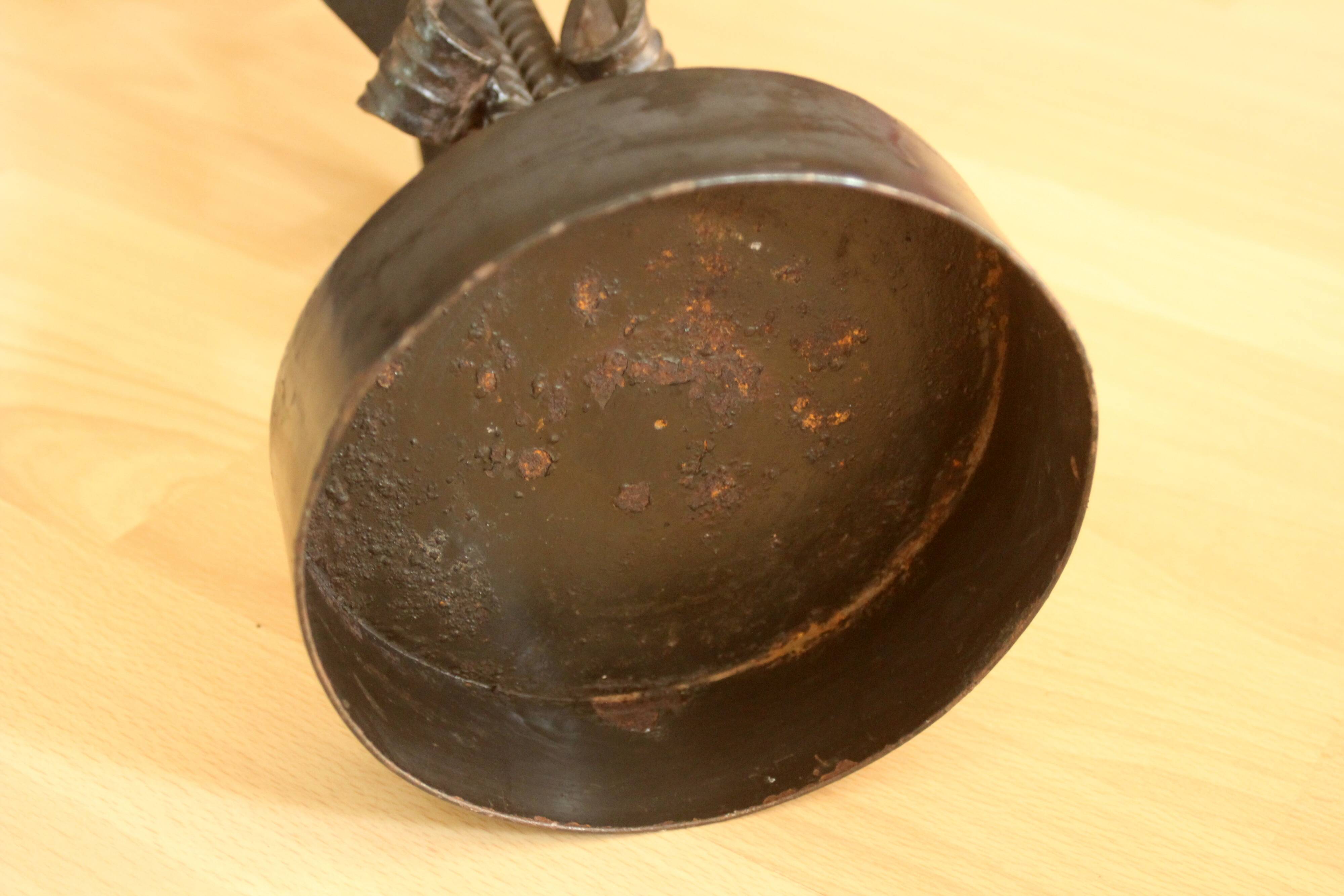 High handmade wrought iron candle holder for larger candles - vintage