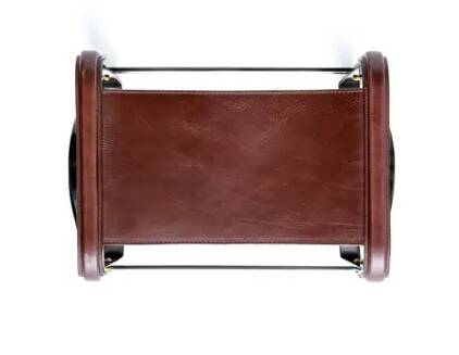 Pair of metal brown and black stools without a backrest.