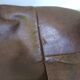 Pouf rond en patchwork de cuir marron foncé, années 70