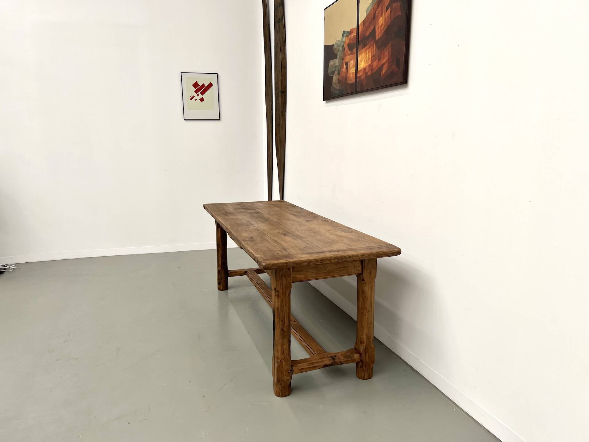 Table de ferme XIXe siècle en chêne et noyer